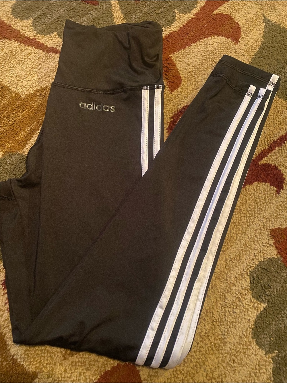 adidas Black Leggings with White 3-Stripe Detail